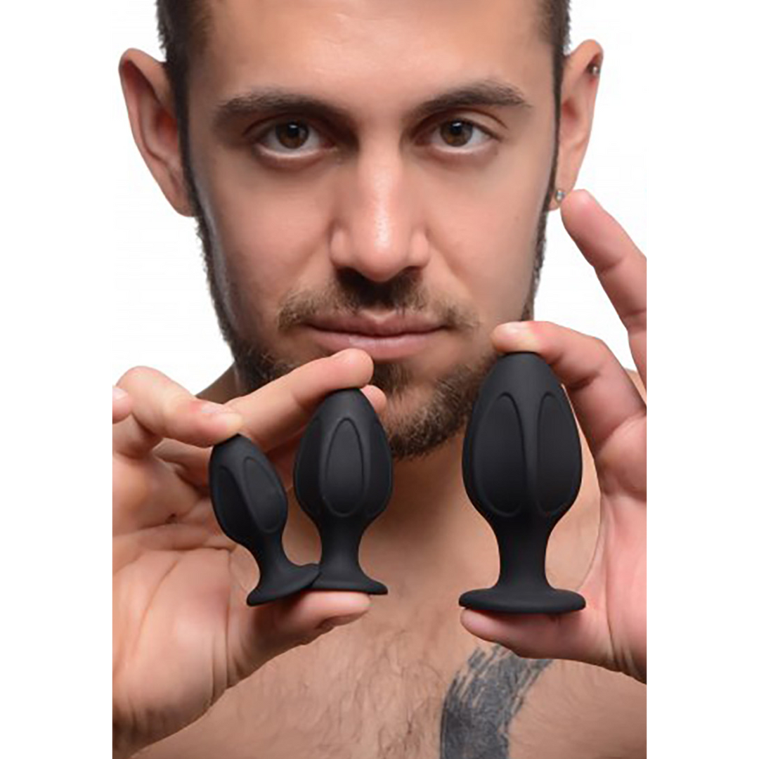 Triple Juicers 8 cm - Silicone Anal Trainer Set Black