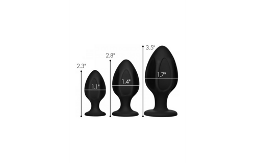 Triple Juicers 8 cm – Silikon-Anal-Trainingsset Schwarz