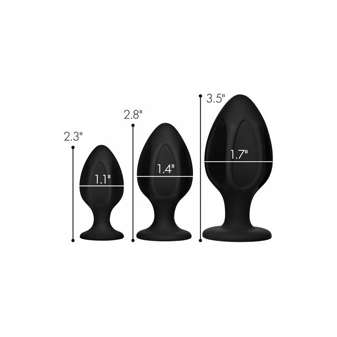 Triple Juicers 8 cm - Silicone Anal Trainer Set Black