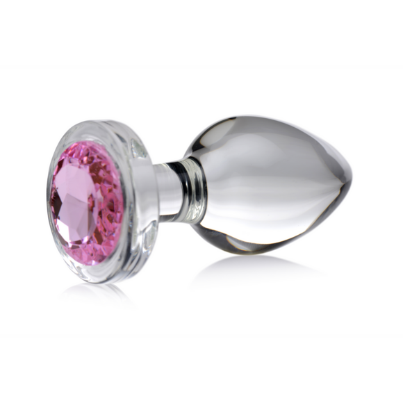 Rosa Edelstein Glas Analplug Groß 9,9 cm – Glanz & Genuss