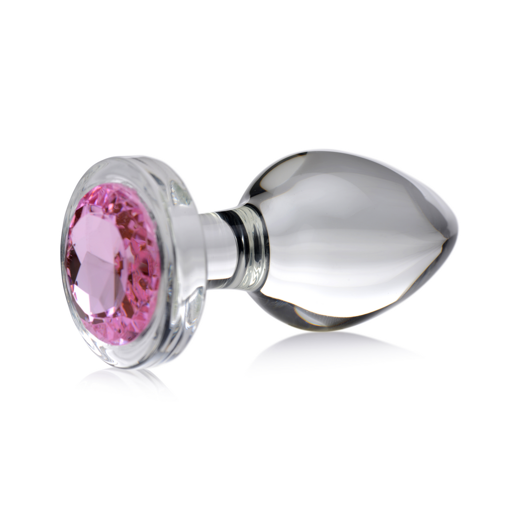 Roze Edelsteen Glas Anaal Plug Groot 9,9 cm – Glans & Genot