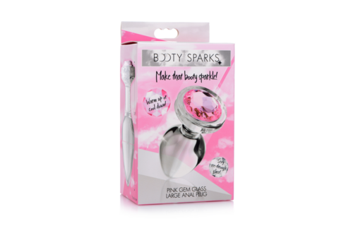 Roze Edelsteen Glas Anaal Plug Groot 9,9 cm – Glans & Genot