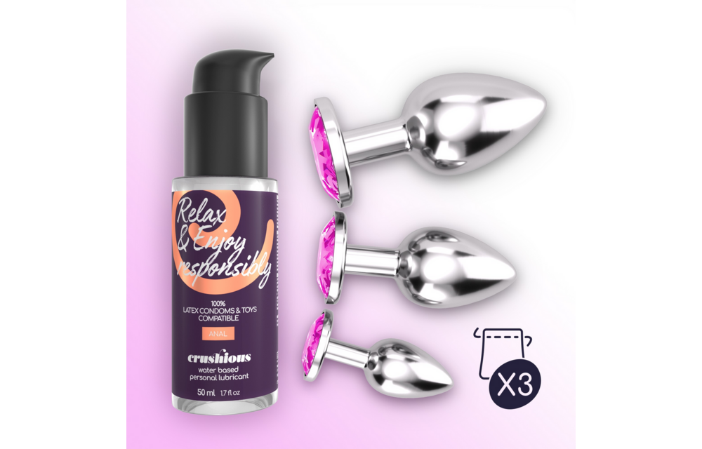 Bijou Anal Wet Train Trio 8,5 cm – Luxuriöse rosa Juwelenplugs