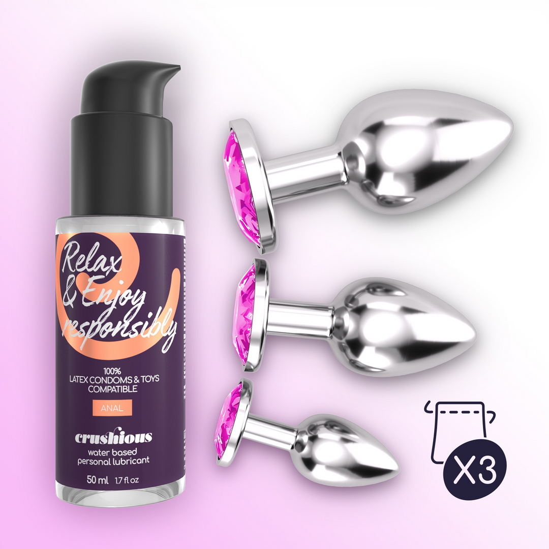 Bijou Anal Wet Train Trio 8,5 cm – Luxuriöse rosa Juwelenplugs