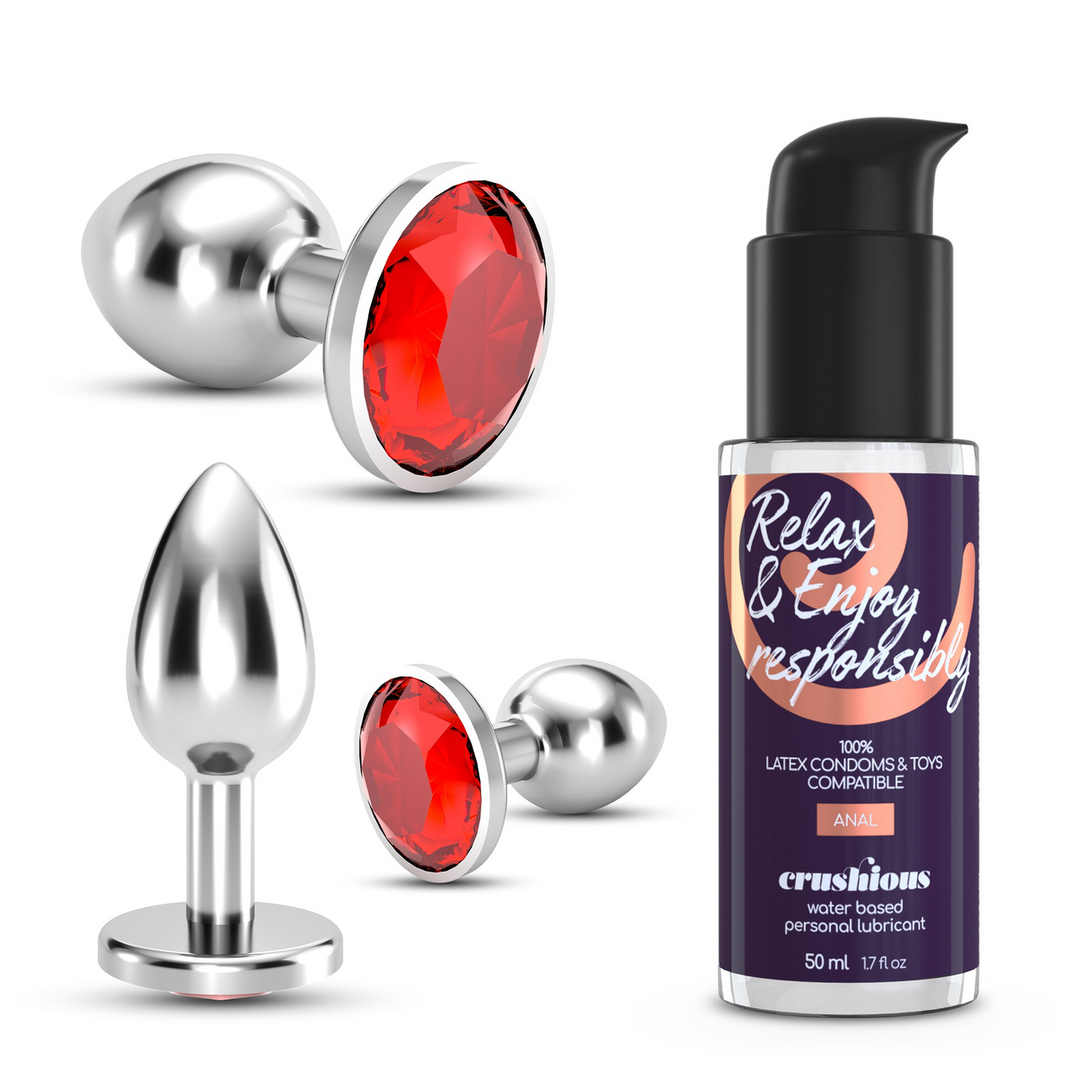 Bijou Anal Wet Train Trio 8.5 cm - Luxury Red Plug Set