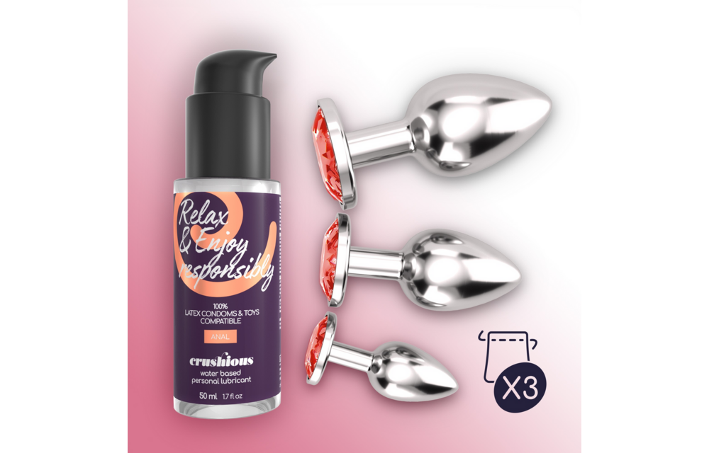 Bijou Anal Wet Train Trio 8,5 cm – Luxuriöses rotes Plug-Set