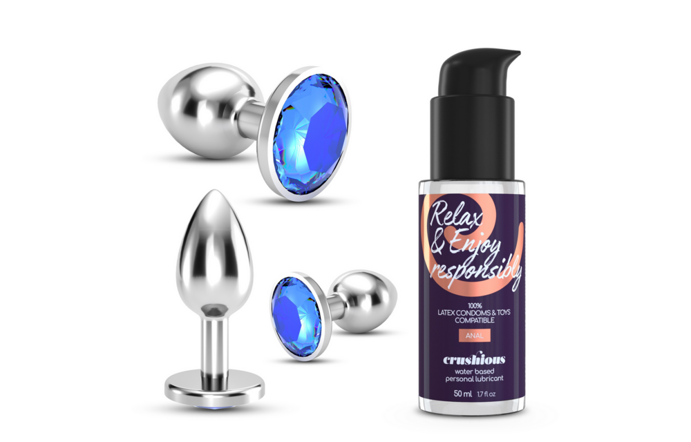 Bijou Anal Wet Train Trio 8.5 cm - Luxury Blue Jewel Plugs