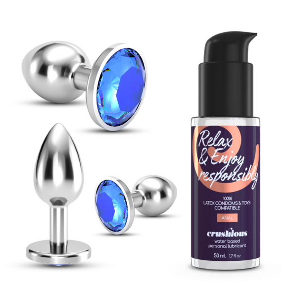 Bijou Anal Wet Train Trio 8.5 cm - Luxury Blue Jewel Plugs