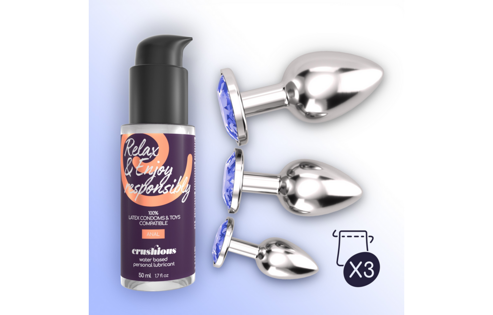 Bijou Anal Wet Train Trio 8,5 cm - Luxe Blauwe Jewel Plugs