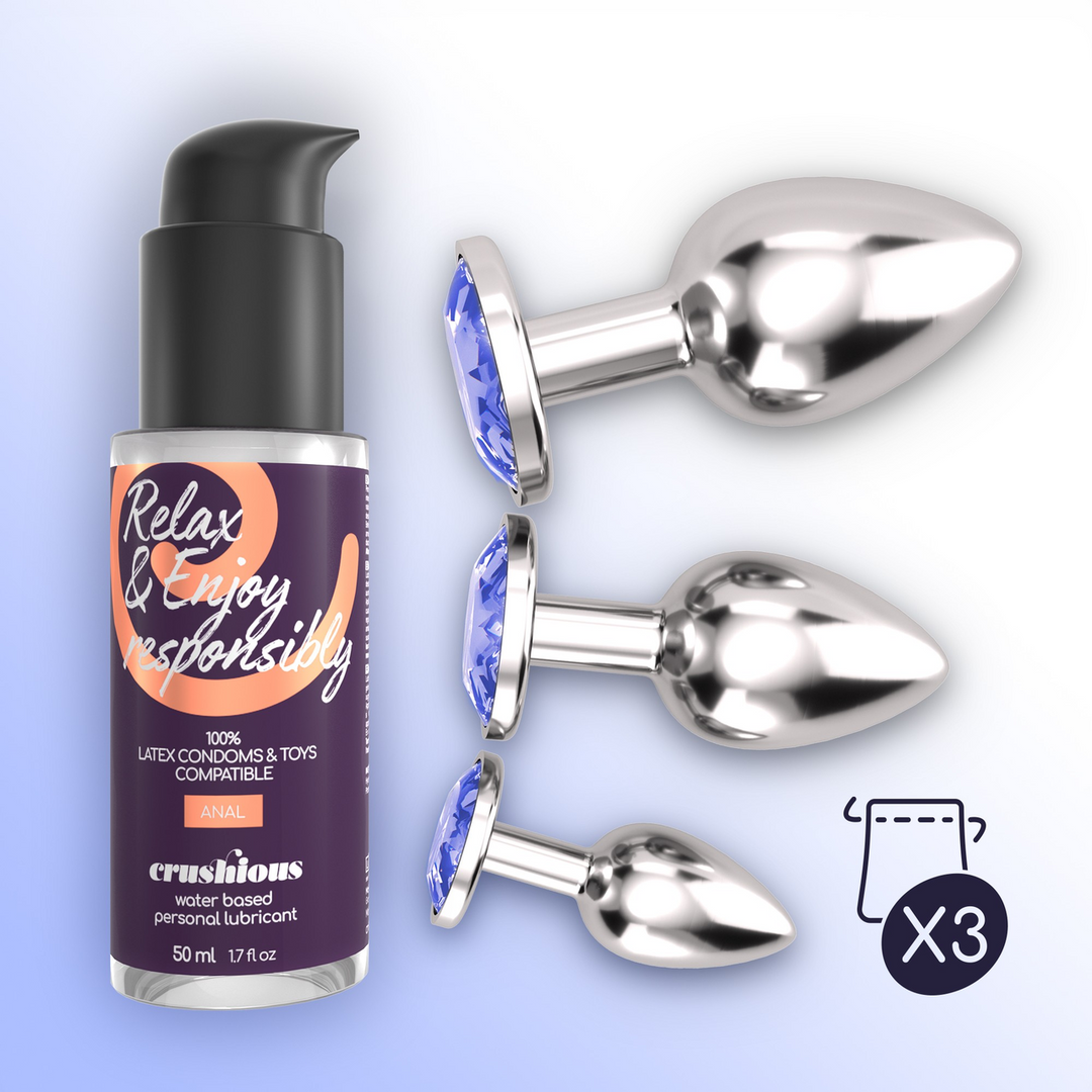 Bijou Anal Wet Train Trio 8,5 cm – Luxuriöse blaue Jewel Plugs