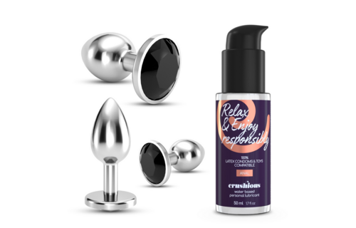 Bijou Anaal Wet Train Trio 8,5 cm - Luxe Zwarte Jewel Plugs