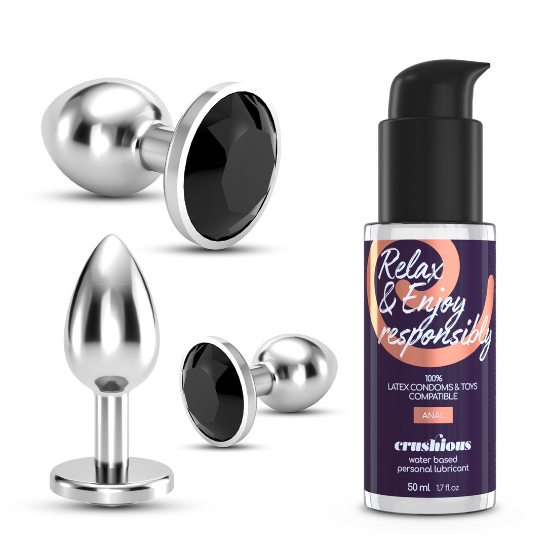 Bijou Anal Wet Train Trio 8,5 cm – Luxuriöse schwarze Jewel Plugs