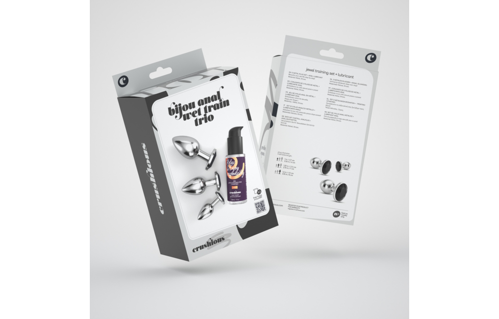 Bijou Anal Wet Train Trio 8,5 cm – Luxuriöse schwarze Jewel Plugs