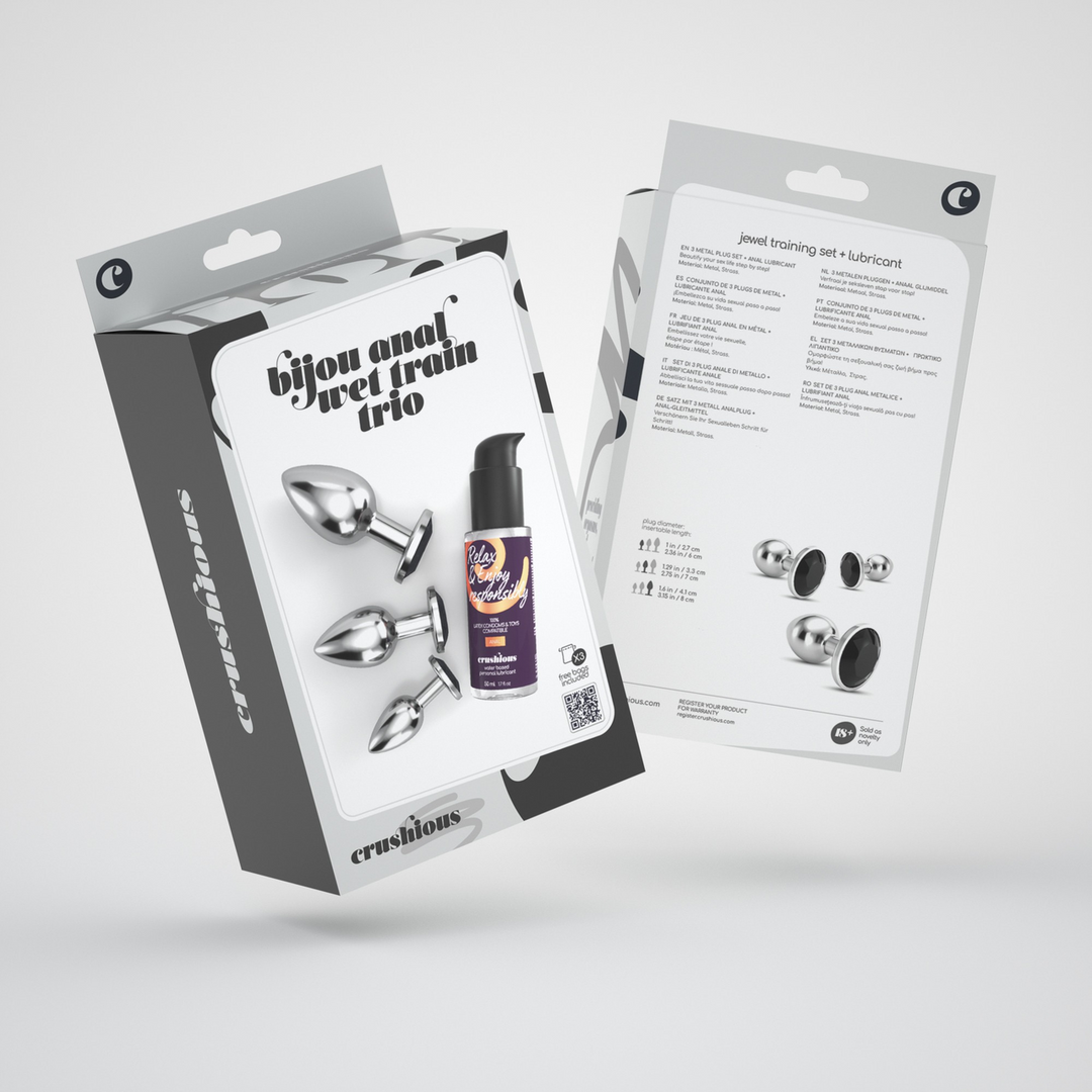Bijou Anal Wet Train Trio 8,5 cm – Luxuriöse schwarze Jewel Plugs