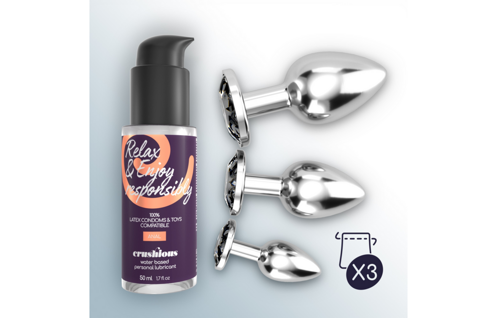 Bijou Anal Wet Train Trio 8,5 cm – Luxuriöse schwarze Jewel Plugs