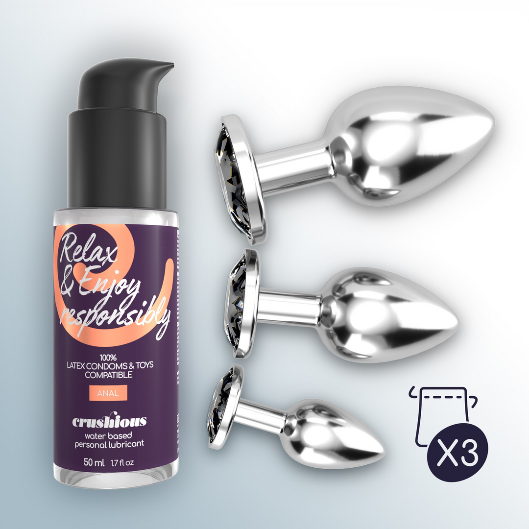 Bijou Anal Wet Train Trio 8,5 cm – Luxuriöse schwarze Jewel Plugs