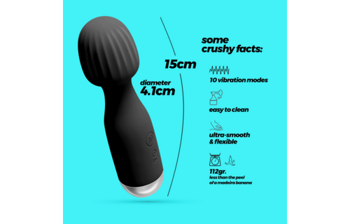 Wanderlust Mini Wand Massager Zwart – Krachtig & Waterdicht