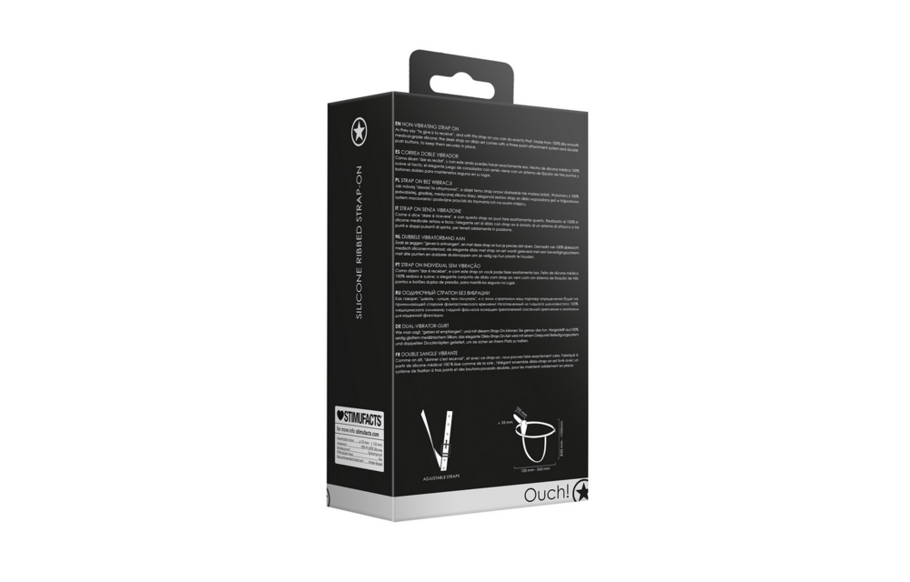 Silicone Ribbed Strap-On 15 cm Black – Comfort & Control