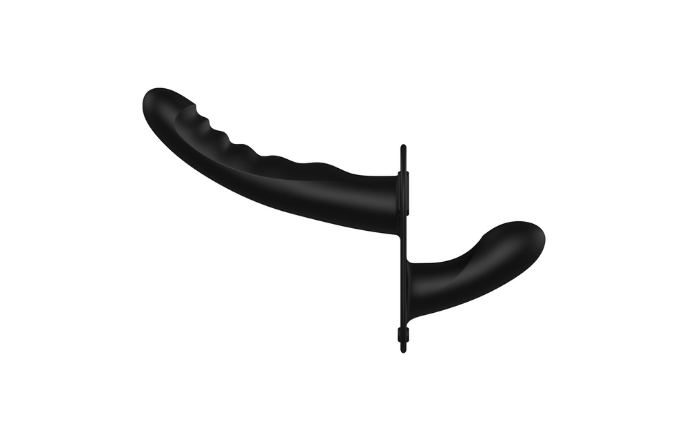 Siliconen Geribbelde Strap-On 15cm Zwart – Comfort & Controle