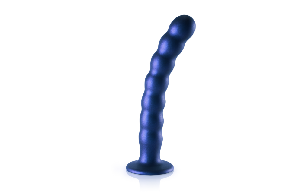 Siliconen G-Spot Dildo 6,2 cm Blauw - Metallic & Gebobbelde