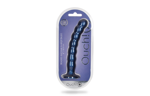 Siliconen G-Spot Dildo 6,2 cm Blauw - Metallic & Gebobbelde