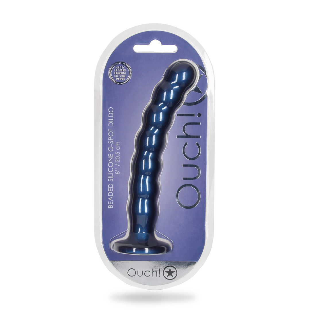 Siliconen G-Spot Dildo 6,2 cm Blauw - Metallic & Gebobbelde