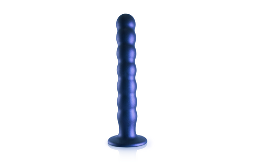 Silicone G-Spot Dildo 6.2 cm Blue - Metallic & Beaded