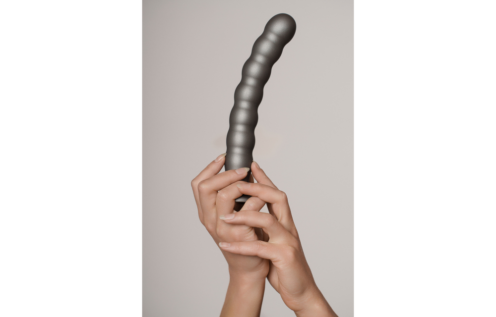 Siliconen G-Spot Dildo 6,2 cm Blauw - Metallic & Gebobbelde