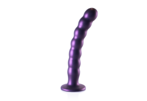 Perlenbesetzter Silikon-G-Punkt-Dildo 20,5 cm – Metallic-Lila