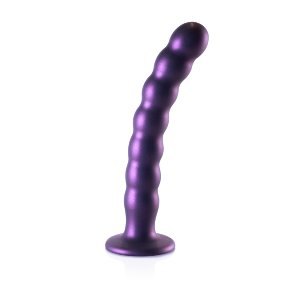 Beaded Silicone G-Spot Dildo - 8'' / 20,5 cm - Metallic Purple