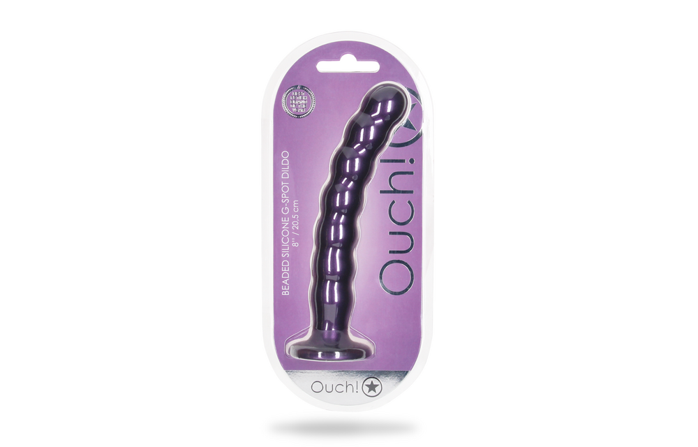 Gekralde Silicone G-Spot Dildo - 8'' / 20,5 cm - Metallic Paars
