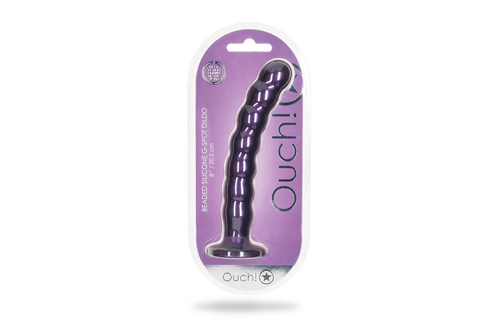 Beaded Silicone G-Spot Dildo 20.5 cm - Metallic Purple