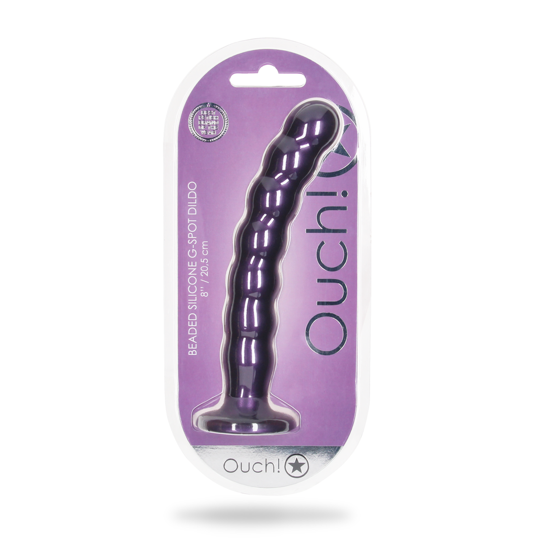 Gekralde Siliconen G-Spot Dildo 20,5cm - Metallic Paars