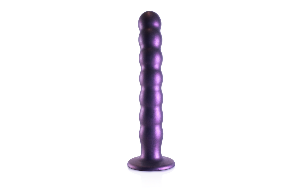 Perlenbesetzter Silikon-G-Punkt-Dildo 20,5 cm – Metallic-Lila