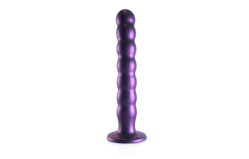 Beaded Silicone G-Spot Dildo - 8'' / 20,5 cm - Metallic Purple