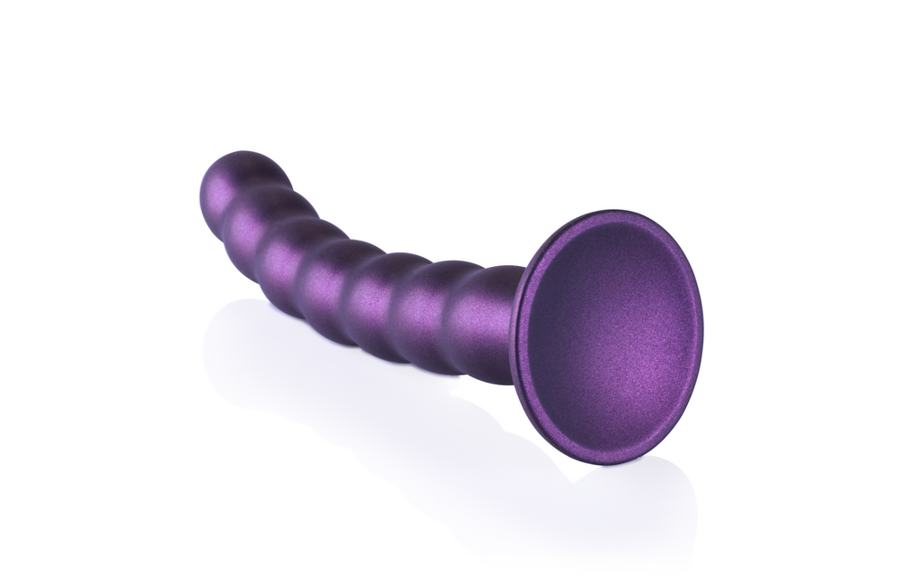 Beaded Silicone G-Spot Dildo 20.5 cm - Metallic Purple