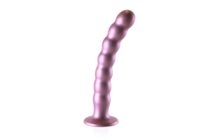 Perlenbesetzter Silikon-G-Punkt-Dildo 21 cm – Roségold & Saugnapf