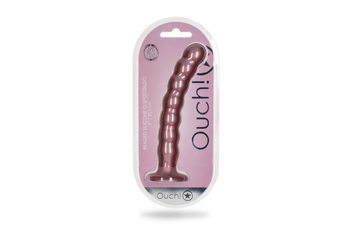 Perlenbesetzter Silikon-G-Punkt-Dildo 21 cm – Roségold & Saugnapf