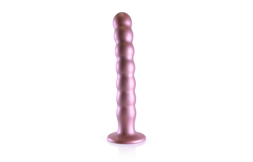 Beaded Silicone G-Spot Dildo 21 cm - Rose Gold & Suction Cup