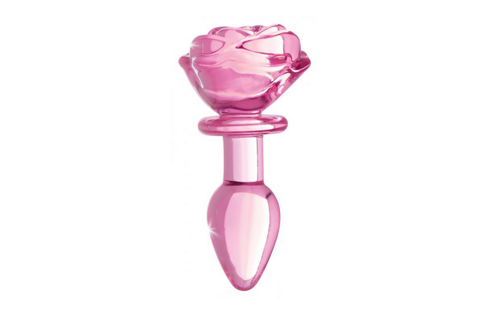 Pink Rose Glass Butt Plug 9.6 cm – Stylish & Safe