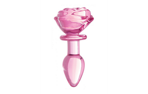 Rosa Rose Glas-Buttplug 9,6 cm – Stilvoll & sicher