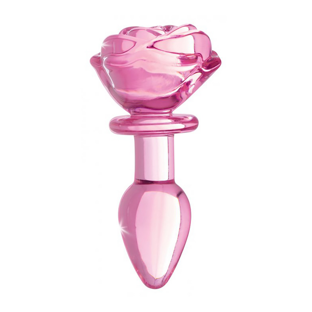 Rosa Rose Glas-Buttplug 9,6 cm – Stilvoll & sicher