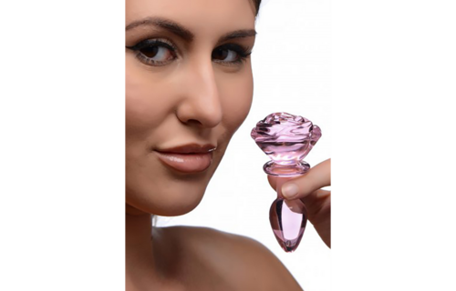 Roze Roos Glazen Butt Plug 9,6 cm – Stijlvol & Veilig
