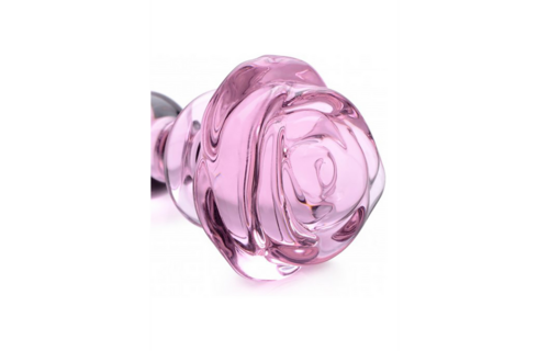 Pink Rose Glass Butt Plug 9.6 cm – Stylish & Safe