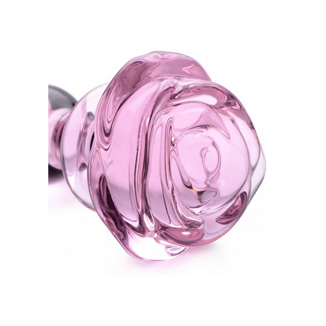 Roze Roos Glazen Butt Plug 9,6 cm – Stijlvol & Veilig