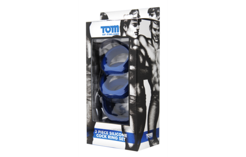 3-piece silicone cock ring set with secure padlock - XR Brands