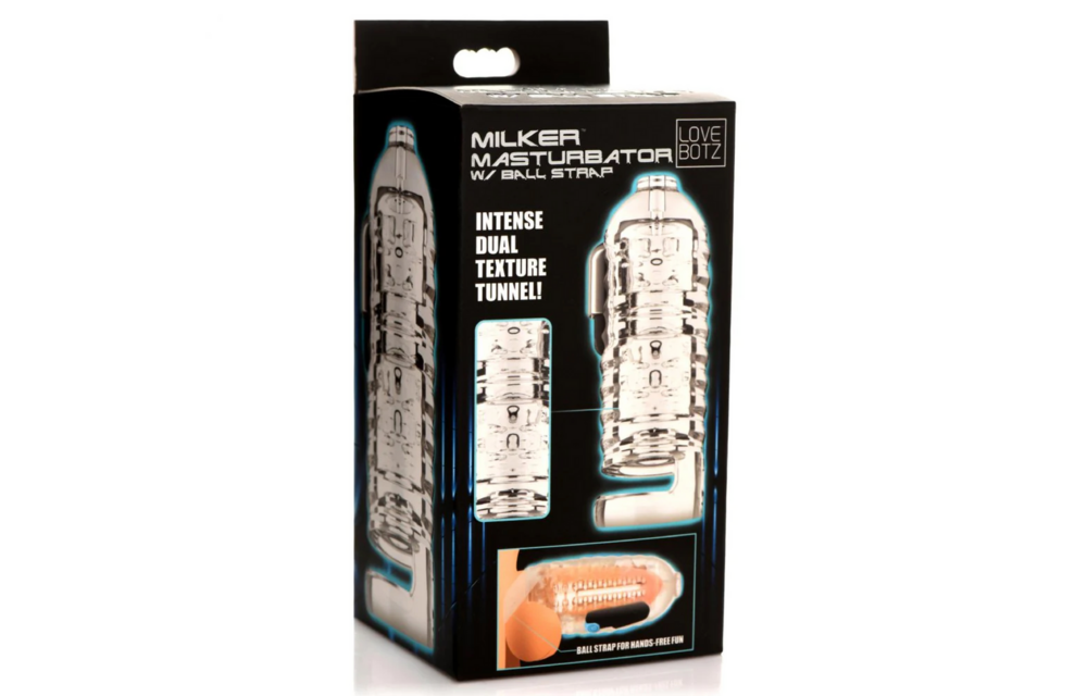 Melker TPE Masturbator Transparent mit Ball Strap | XR Brands