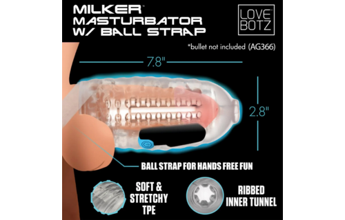 Melker TPE Masturbator Transparant met Ball Strap | XR Brands