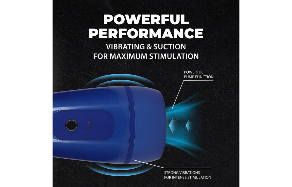 Pulsar - Negative Pressure Suction and Vibration Masturbator Pump - Metallic Blue