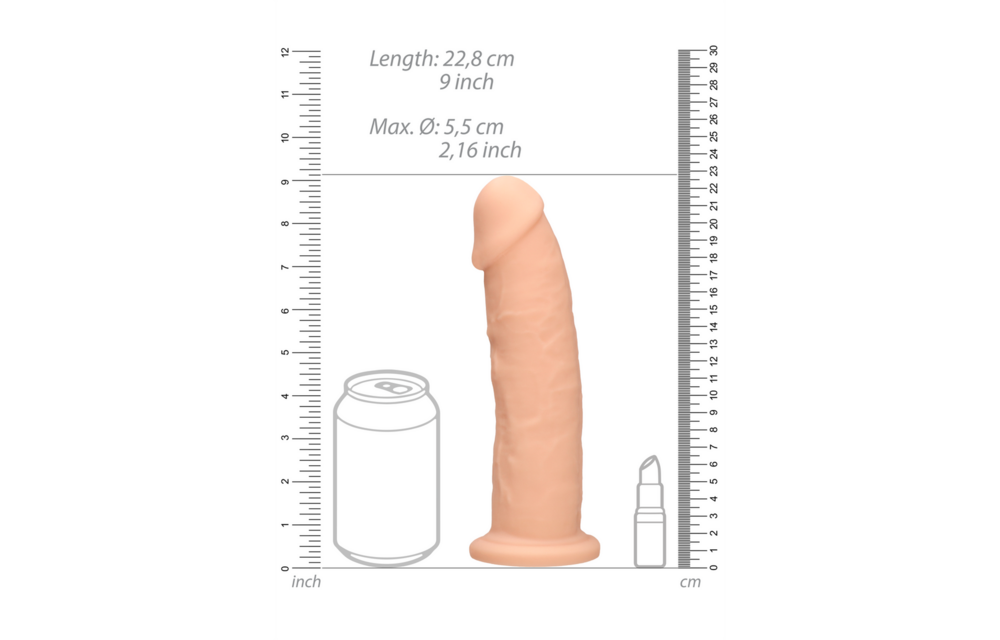Silicone Dildo zonder Ballen - 9 / 23 cm